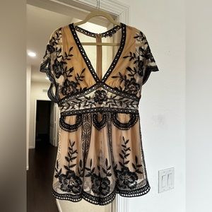 Honey Punch black and tan/nude romper play suit